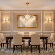 Candelabru Cristal LUXE Magno, 21xE14, Diametru 60cm, Inaltime 40cm, Auriu Lucios, Inaltime Reglabila, Design Elegant