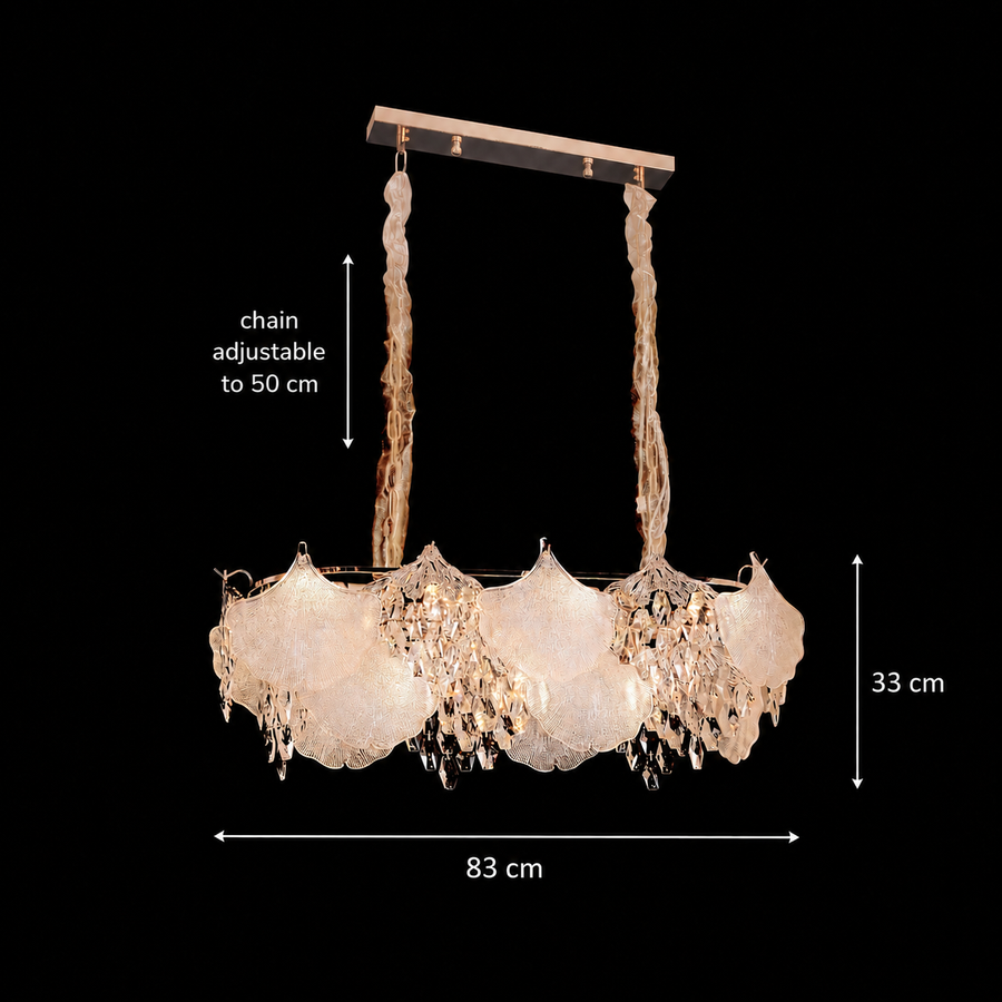 Candelabru Cristal LUXE Supremo, 11xE14, Dimensiuni 83x33 cm, Inaltime 28cm, Auriu Lucios, Inaltime Reglabila, Design Elegant