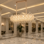 Candelabru Cristal CROWN Supremo 11xE14, Dimensiune 80x30 cm, Inaltime 33 cm, Auriu Lucios, Inaltime Reglabila, Design Elegant
