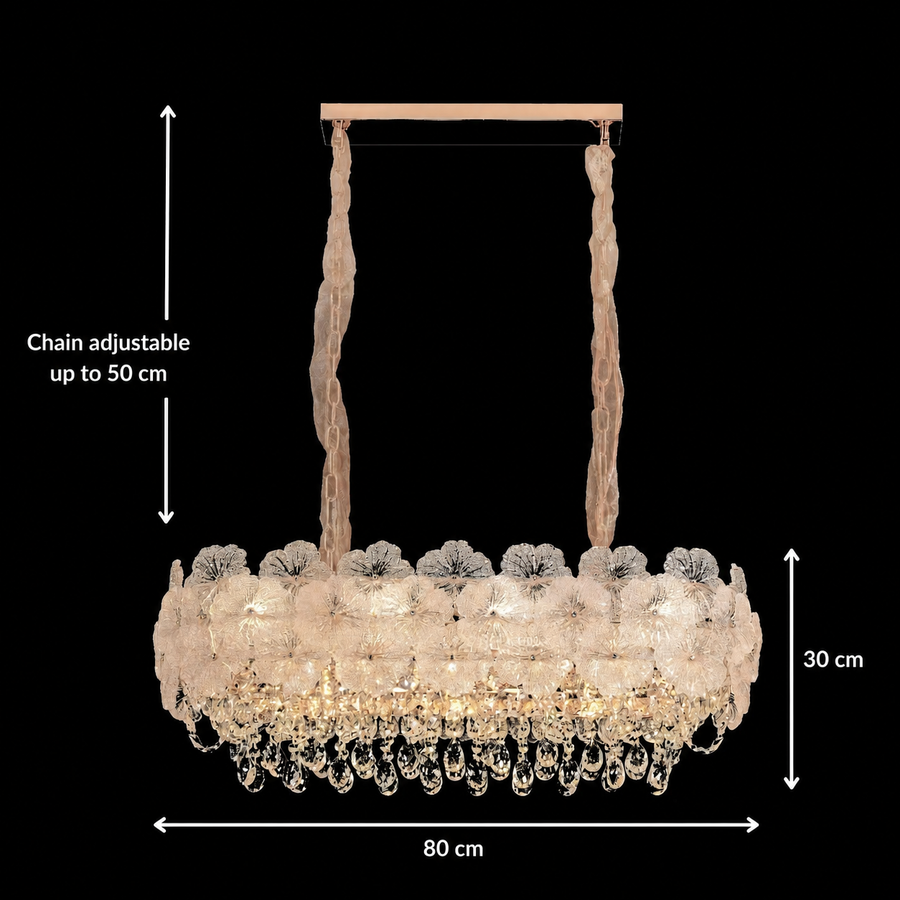 Candelabru Cristal CROWN Supremo 11xE14, Dimensiune 80x30 cm, Inaltime 33 cm, Auriu Lucios, Inaltime Reglabila, Design Elegant