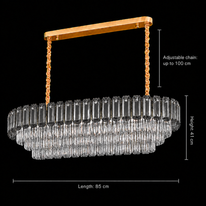 Candelabru Cristal AURUM Supremo 13xE14, Dimensiuni 85x35cm , Inaltime 41cm, Auriu Lucios, Inaltime Reglabila, Design Elegant