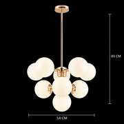 Lustra LED si plastic rotomulat ORBS Magno, 54cm, 9xE27, Globuri, Auriu