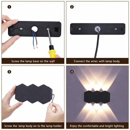 Aplica LED Exterior AX231, 12W, 6 Surse de lumina, Lumina Calda, Negru