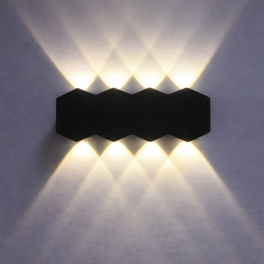 Aplica LED AX231, Exterior si Interior, 8 Surse, 16W, Negru, 3000K