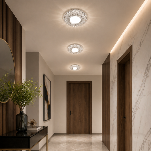 Spot LED ORBITA, 5W, Rotund, Lumina Rece + RGB, Alb, Rasina si Sticla