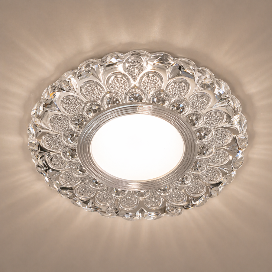 Spot LED ORBITA, 5W, Rotund, Lumina Rece + RGB, Alb, Rasina si Sticla