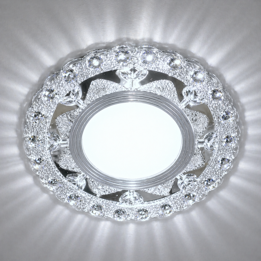 Spot LED ORBITA, 5W, Rotund, Lumina Rece + RGB, Alb, Rasina si Sticla