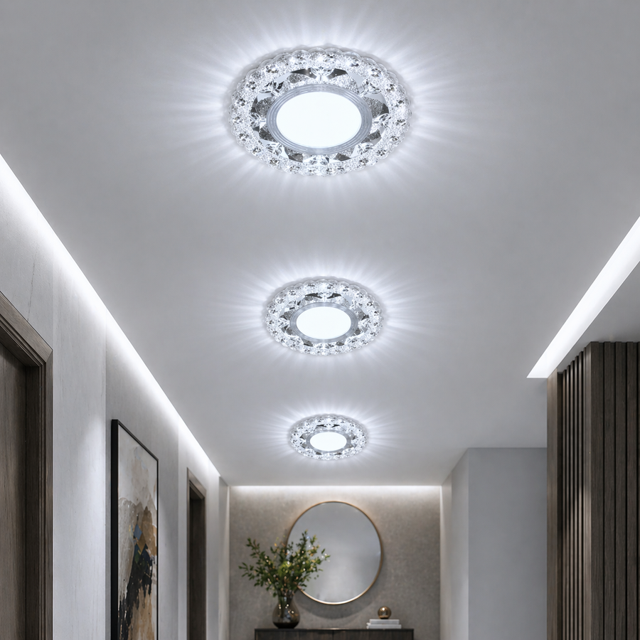 Spot LED ORBITA, 5W, Rotund, Lumina Rece + RGB, Alb, Rasina si Sticla