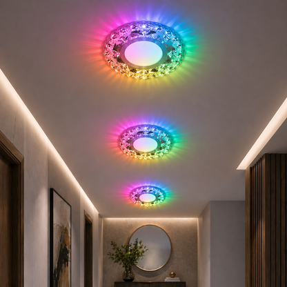 Spot LED ORBITA, 5W, Rotund, Lumina Rece + RGB, Alb, Rasina si Sticla