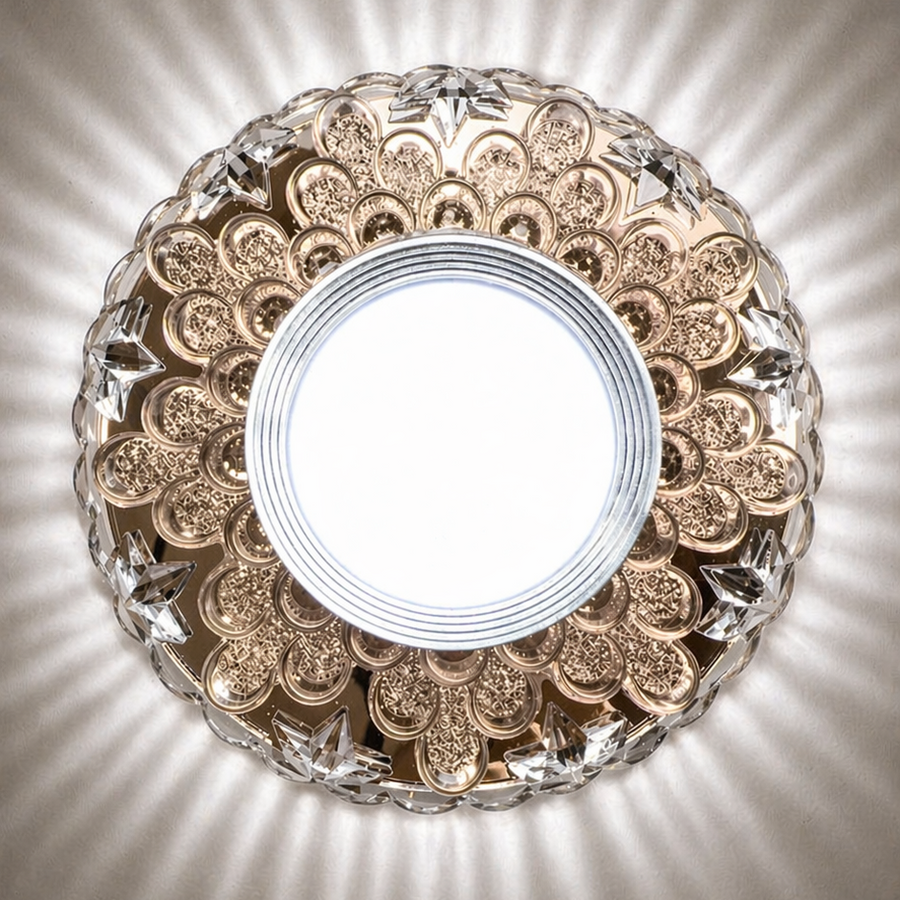 Spot LED ORBITA, 5W, Rotund, Lumina Rece/ Calda, Bronz Antichizat, Rasina si Sticla