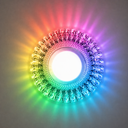 Spot LED ORBITA, 5W, Rotund, Lumina Rece + RGB, Alb, Rasina si Sticla