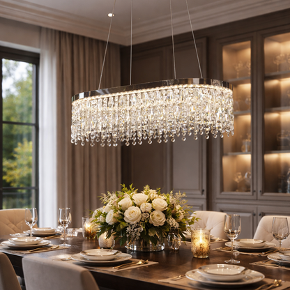 Candelabru LED cu Telecomanda, 114W, ROYALE Imperio , 70x33x120, Lumina Rece/Neutra/Calda, Dimabila, Argintiu, Cristal, Otel