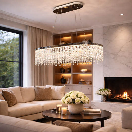 Candelabru LED ROYALE Imperio , 70x33x120, Lumina Rece/Neutra/Calda, Dimabila, Argintiu, Cristal, Otel