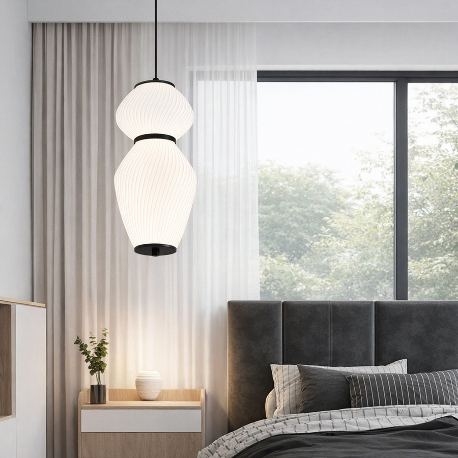 Lustra Suspendata LUMA, 2xE27, Diametru 40.5 cm, Inaltime 16.5 cm, Alb, Plexiglas, Metal