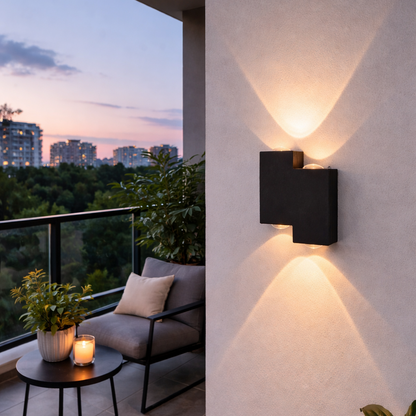 Aplica LED AX232, Exterior, 4 Surse, 4W, Negru, 3000K