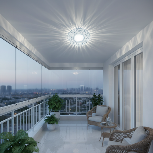 Spot LED ORBITA, 5W, Rotund, Lumina Rece + RGB, Alb, Rasina si Sticla