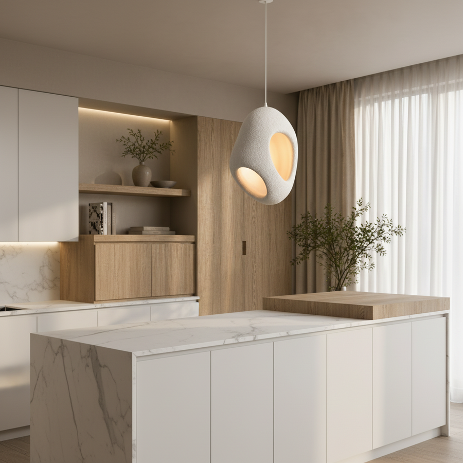 Lustra Moderna AERIS Nobile, 37 cm, Suspendata, 1 X E27, Alb, Metal si Spuma, Inaltime Reglabila