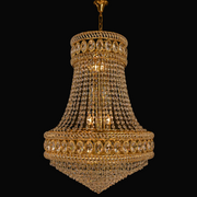 Candelabru Cristal EMPIRE Nobile 6xE14, D40 cm, Auriu, Inaltime Reglabila, Metal si Cristal