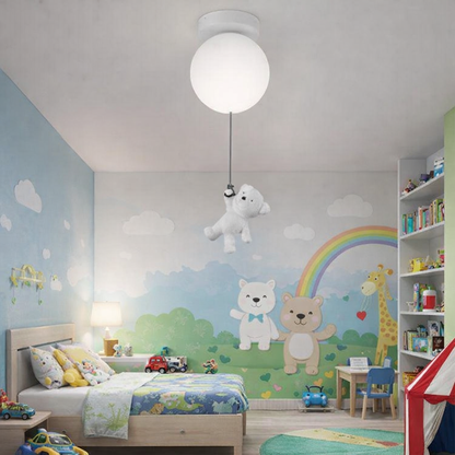 Lustra LED URSULETI Glob 18cm, Inaltime 50cm, 1xE7, Suspendata