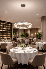 Candelabru LED POLAR, Diametru 50 cm, Inaltime 120 cm, Lumina Rece/Neutra/Calda, Dimabila, Argintiu, Cristal, Metal