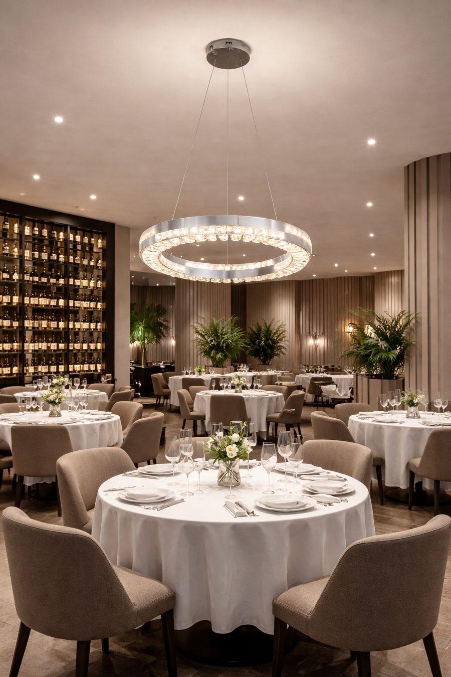 Candelabru LED POLAR, Diametru 50 cm, Inaltime 120 cm, Lumina Rece/Neutra/Calda, Dimabila, Argintiu, Cristal, Metal