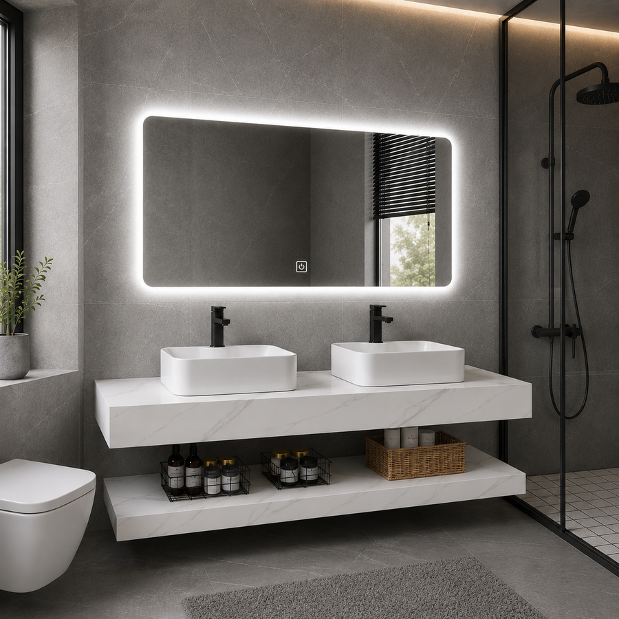 Set Mobilier AVEN Duo pentru Baie, 140cm, 3 Piese, Alb