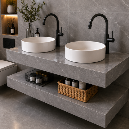 Set Mobilier ARQON Duo pentru Baie, 140cm, 3 Piese, Gri