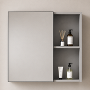 Set Mobilier TIVOLI pentru Baie , Dulap Lavoar+Dulap Oglinda 60cm, 2 Piese, Gri si Alb