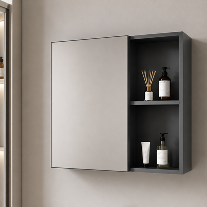 Set Mobilier SIENA pentru Baie ,Dulap Lavoar+Dulap Oglinda 60cm, 2 Piese, Gri si Alb