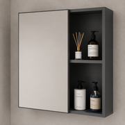 Set Mobilier EVOQ pentru Baie ,Dulap Lavoar+Dulap Oglinda 80cm, 2 Piese, Gri si Alb