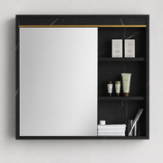 Set Mobilier MARBLE pentru Baie, Dulap Lavoar+Dulap Oglinda 80cm, 2 Piese, Negru