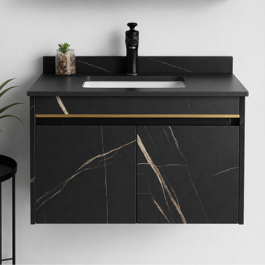 Set Mobilier pentru Baie 60x50cm 2 Piese Negru