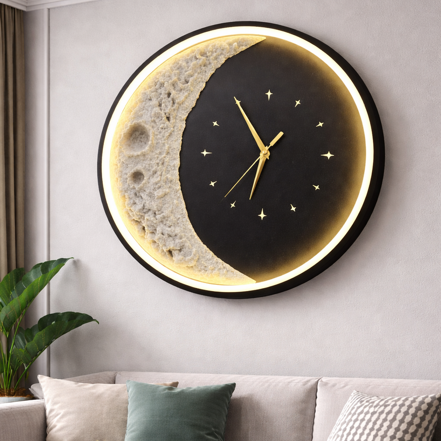 Aplica LED Decorativa Luna Diametru 40CM Lumina Rece/Neutra/Calda Black