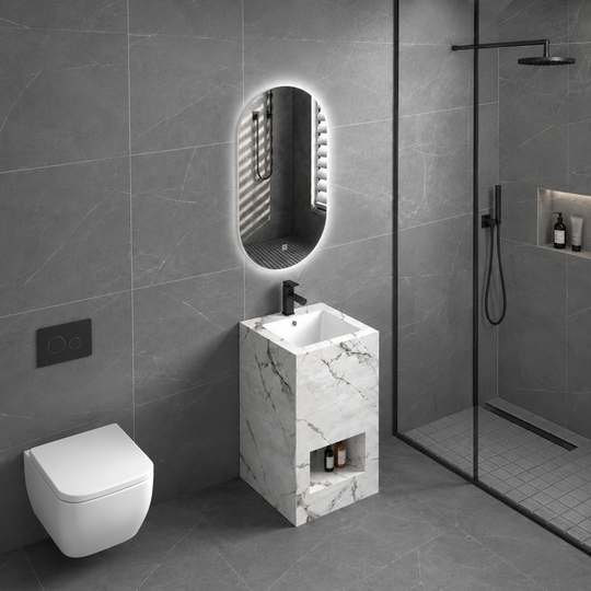 Set Mobilier DEUS pentru Baie, Oglinda+Lavoar, 2 Piese, Alb