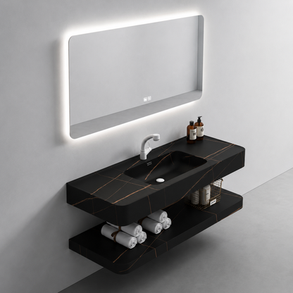 Set Mobilier KRISS pentru Baie, 60cm, 3 Piese, Negru