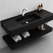 Set Mobilier KRISS pentru Baie, 60cm, 3 Piese, Negru