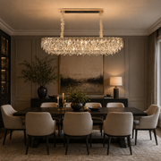 Candelabru Cristal ORION 19xE14, Auriu, Inaltime Reglabila, Metal si Cristal