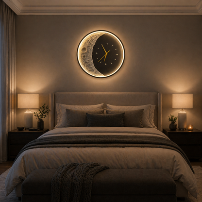 Aplica LED Decorativa Luna Diametru 40CM Lumina Rece/Neutra/Calda Black