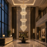 Candelabru Cristal IMPERIUM 45xE14, D55 cm, Auriu, Inaltime Reglabila, Metal si Cristal