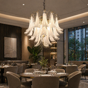 Candelabru Cristal LUMIERE Magno 7xE14, D60 cm, Alb, Inaltime Reglabila, Metal si Cristal