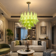 Candelabru Cristal VERDANT Magno 7xE14, D60 cm, Verde, Inaltime Reglabila, Metal si Cristal