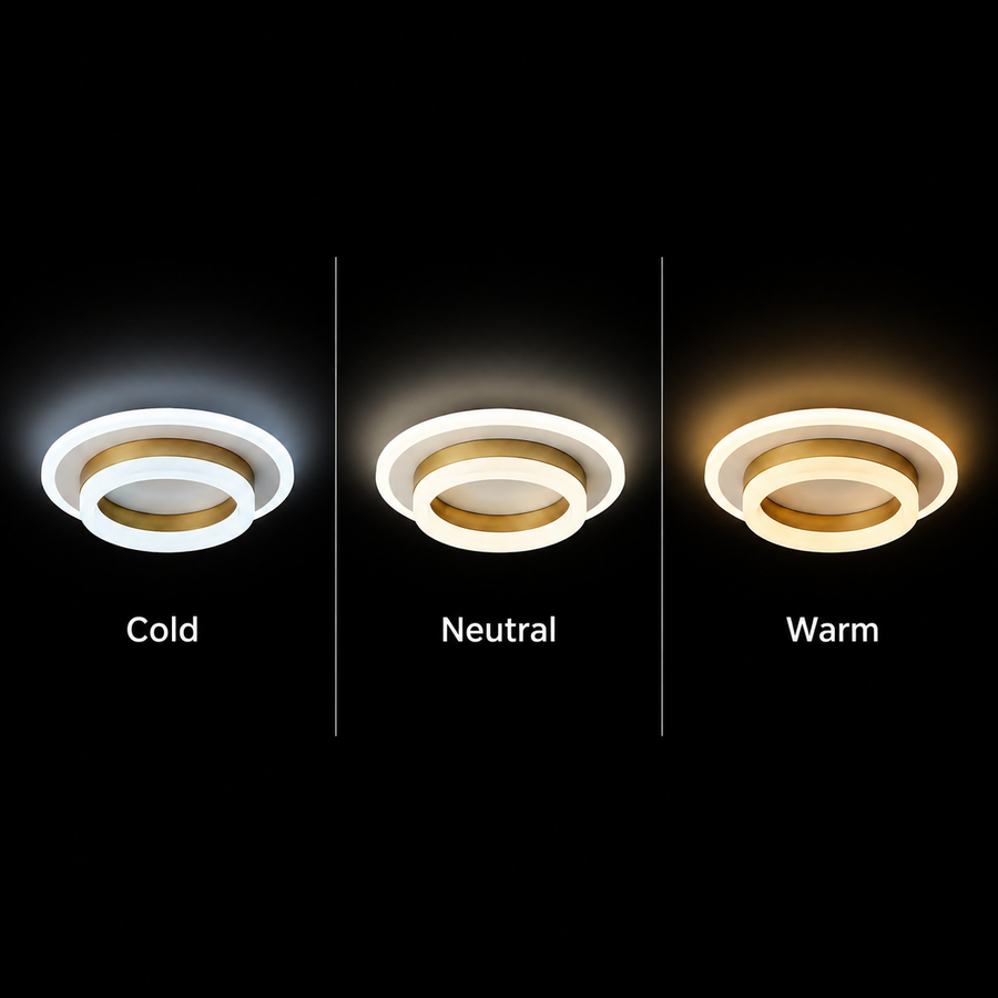 Lustra LED SOLENA ROTONDA 21W, Diametru 20cm, lumina Rece/Calda/Neutra, Alb Auriu