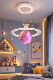 Lustra LED ASTRONAUT 60W, 1xE27, lumina Rece/Calda/Neutra, Alb Roz