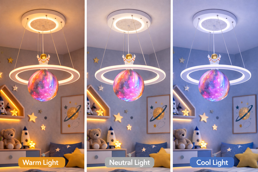 Lustra LED ASTRONAUT 60W, 1xE27, lumina Rece/Calda/Neutra, Alb Roz