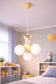 Lustra ASTRONAUT, 3xG9, D30 cm, Metal Rasina, Alb Auriu