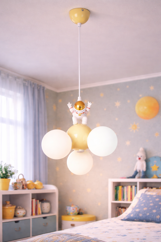 Lustra ASTRONAUT, 3xG9, D30 cm, Metal Rasina, Alb Auriu