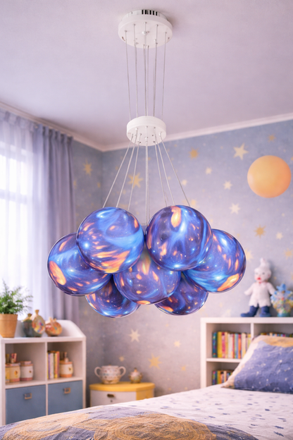 Lustra copii PLANETE, 7xE27, D30 cm, Metal, Multicolor