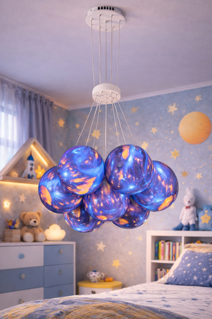 Lustra copii PLANETE, 7xE27, D30 cm, Metal, Multicolor