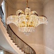 Candelabru Cristal PALACE Imperio, 15 brate, 22xG9, D98cm, Auriu Lucios, Inaltime Reglabila, Metal si Cristal