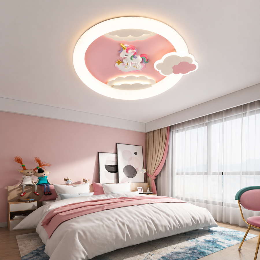 Lustra LED cu telecomanda 71W, Diametru 50cm, lumina Rece/Calda/Neutra, Roz